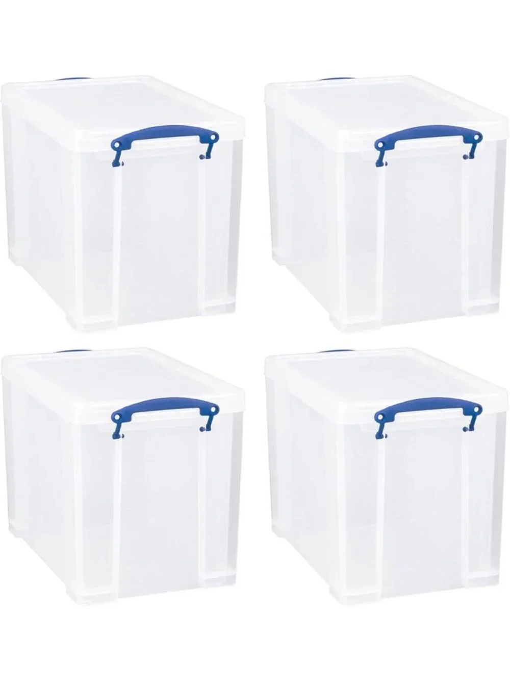 Clear Stackable Storage Bins with Snap Lid & Clip Lock Handles - 19L, 4 Pack